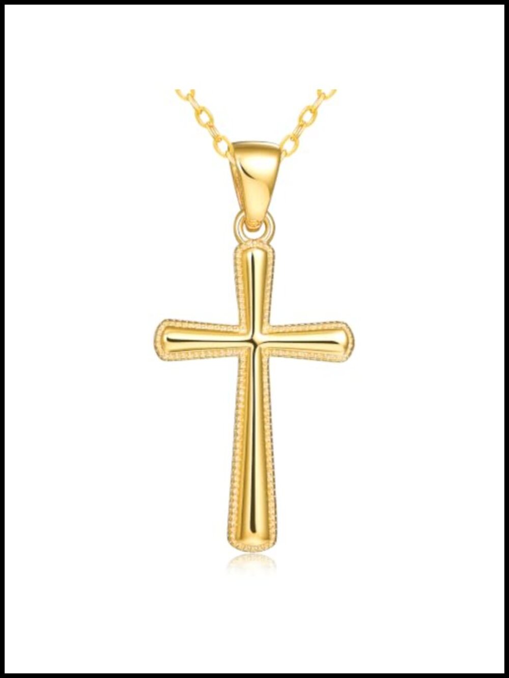 18K Gold Cross Necklace for Women Adjustable Chain Pendant Christian Jewelry